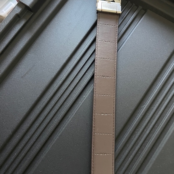 Men's Brown Leather Belt with Silver Buckle adjustable 34-28 - Picture 6 of 7